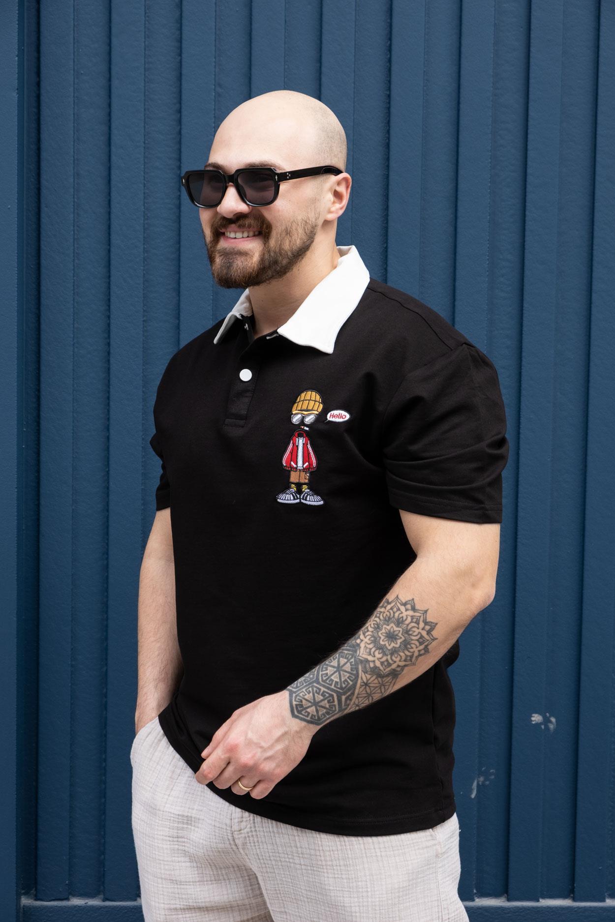 Polo Yaka Nakış Detaylı Rahat Kalıp T-Shirt (TSS13)
