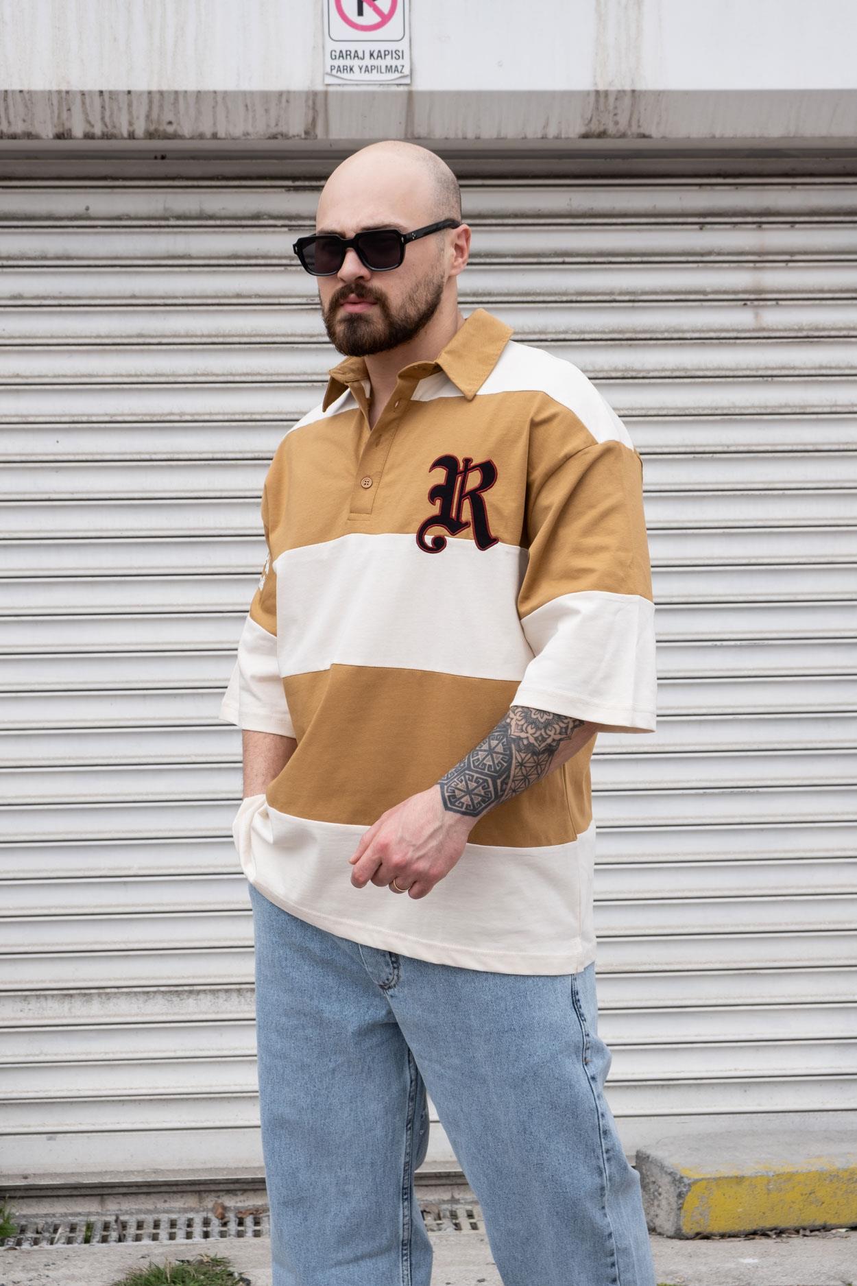 Polo Yaka Nakışlı Oversize T-Shirt (TSK10)