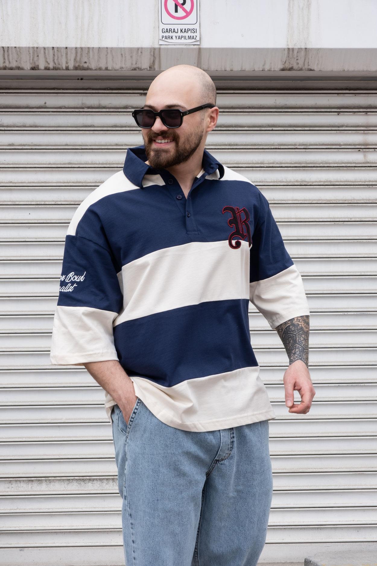 Polo Yaka Nakışlı Oversize T-Shirt (TSL10)