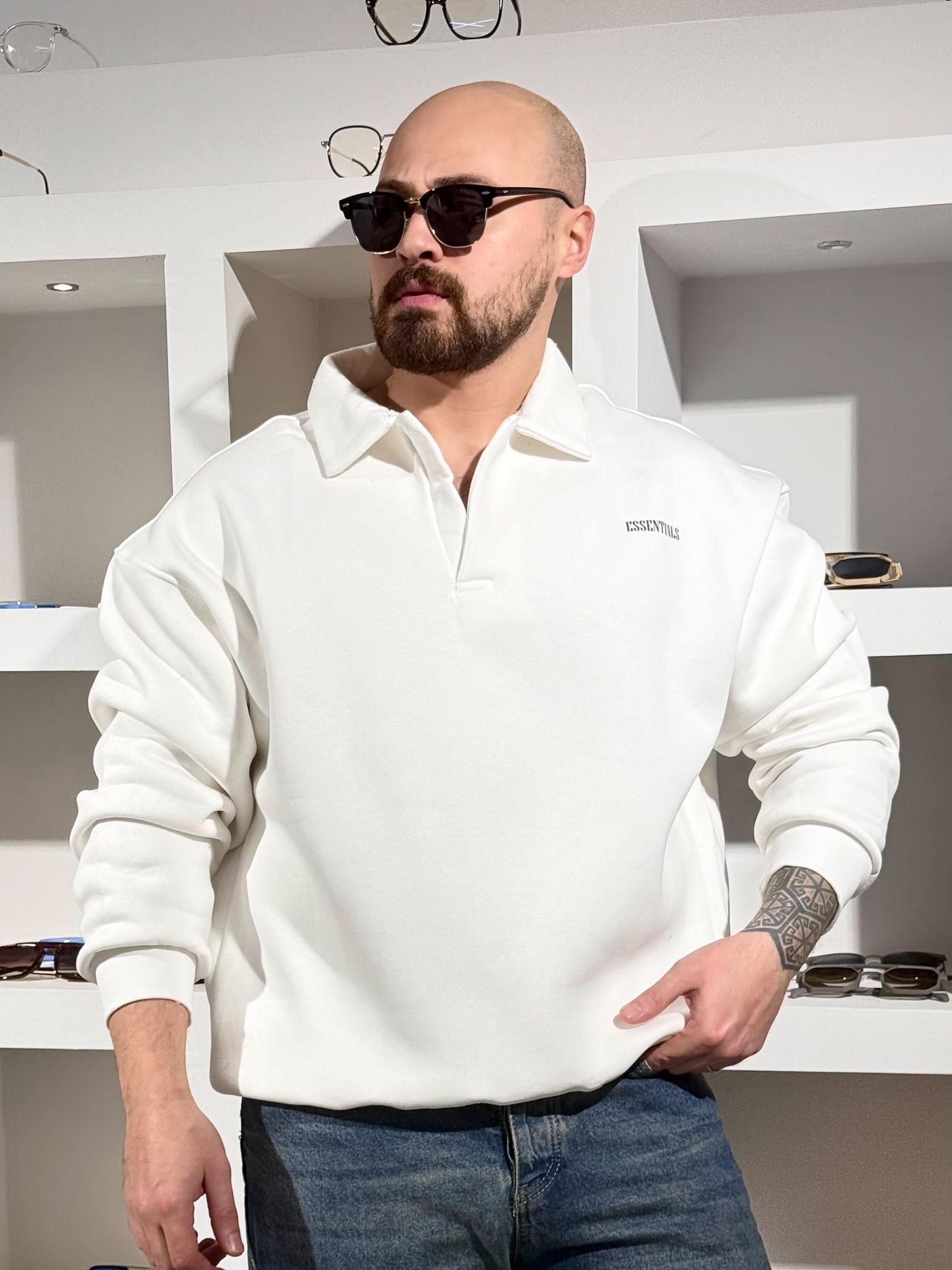Polo Yaka Üç iplik Şardonlu Sweatshirt (SVTB83)