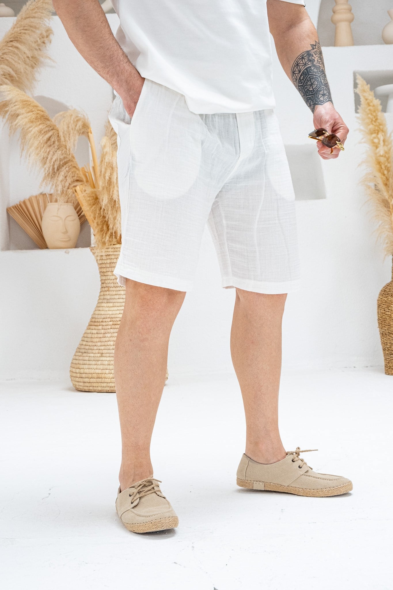 Rahat Kesim Müslin Kumaş Beli Lastikli Erkek Şort (ŞRB01)