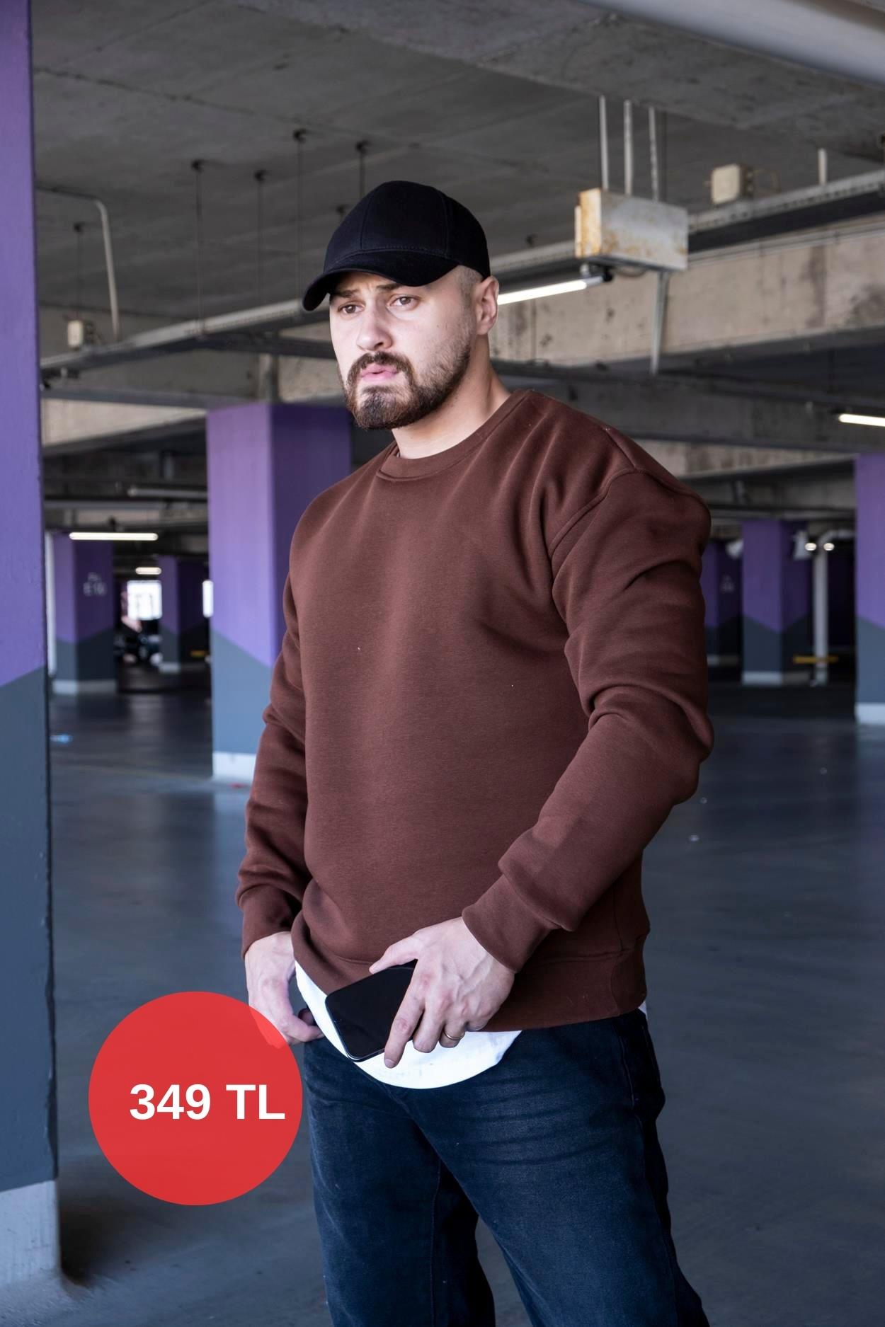 Şardonlu Üç İplik Oversize Sweatshirt (SVTKA12)