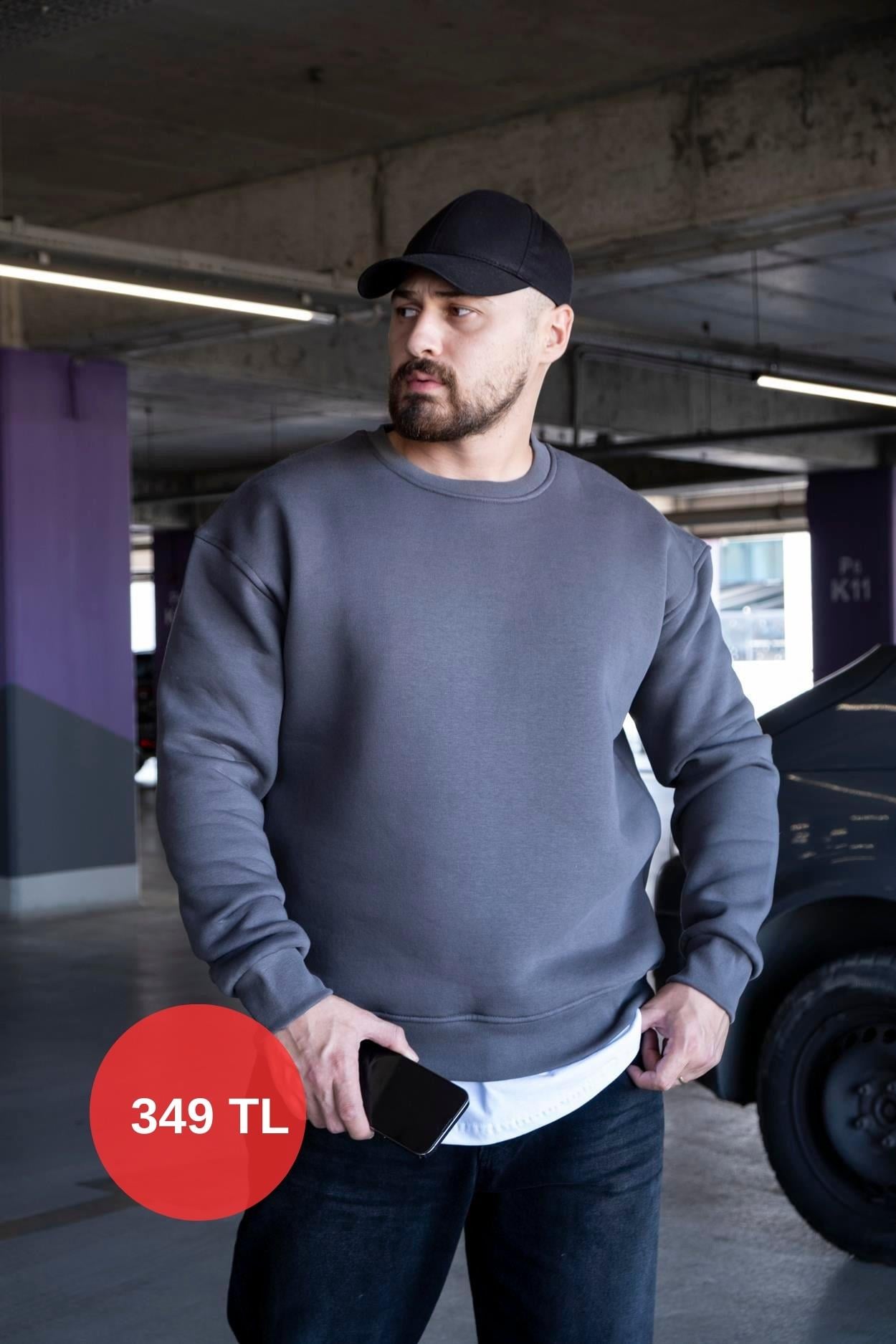 Şardonlu Üç İplik Oversize Sweatshirt (SVTG12)