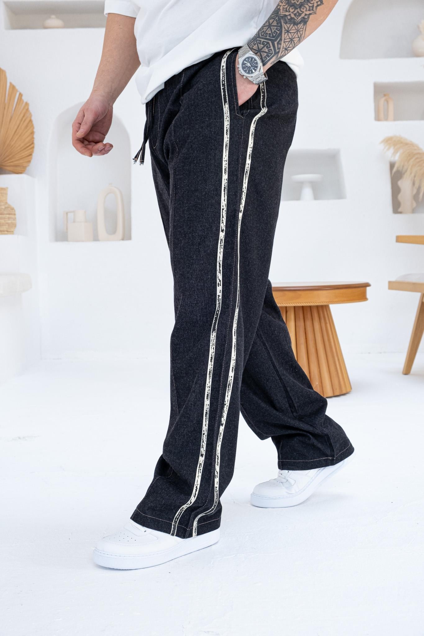 Şerit Detaylı Erkek Denim Jogger (JGS42)