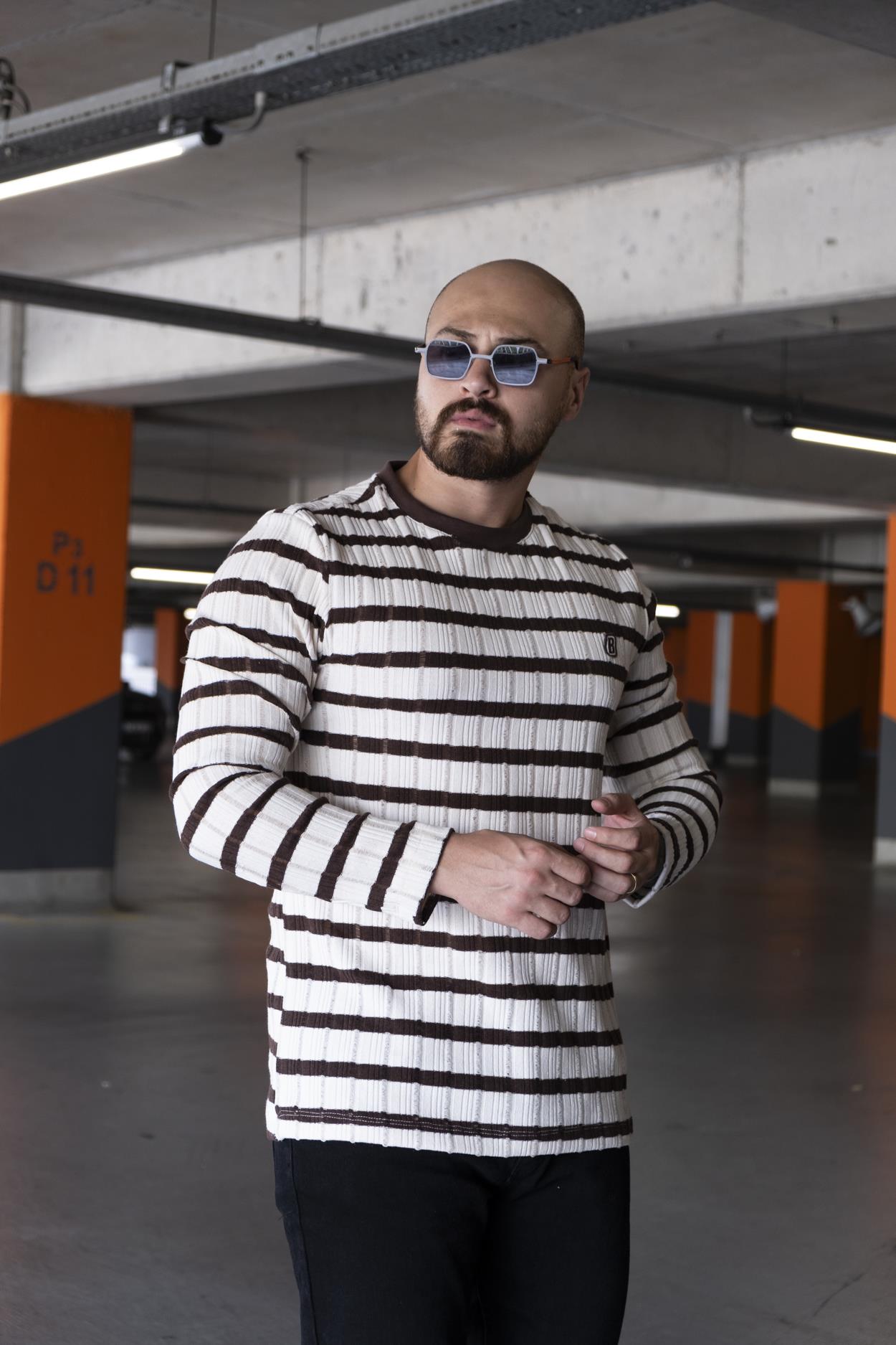 Slim Fit Çizgi Detaylı Triko (SVTKA08)