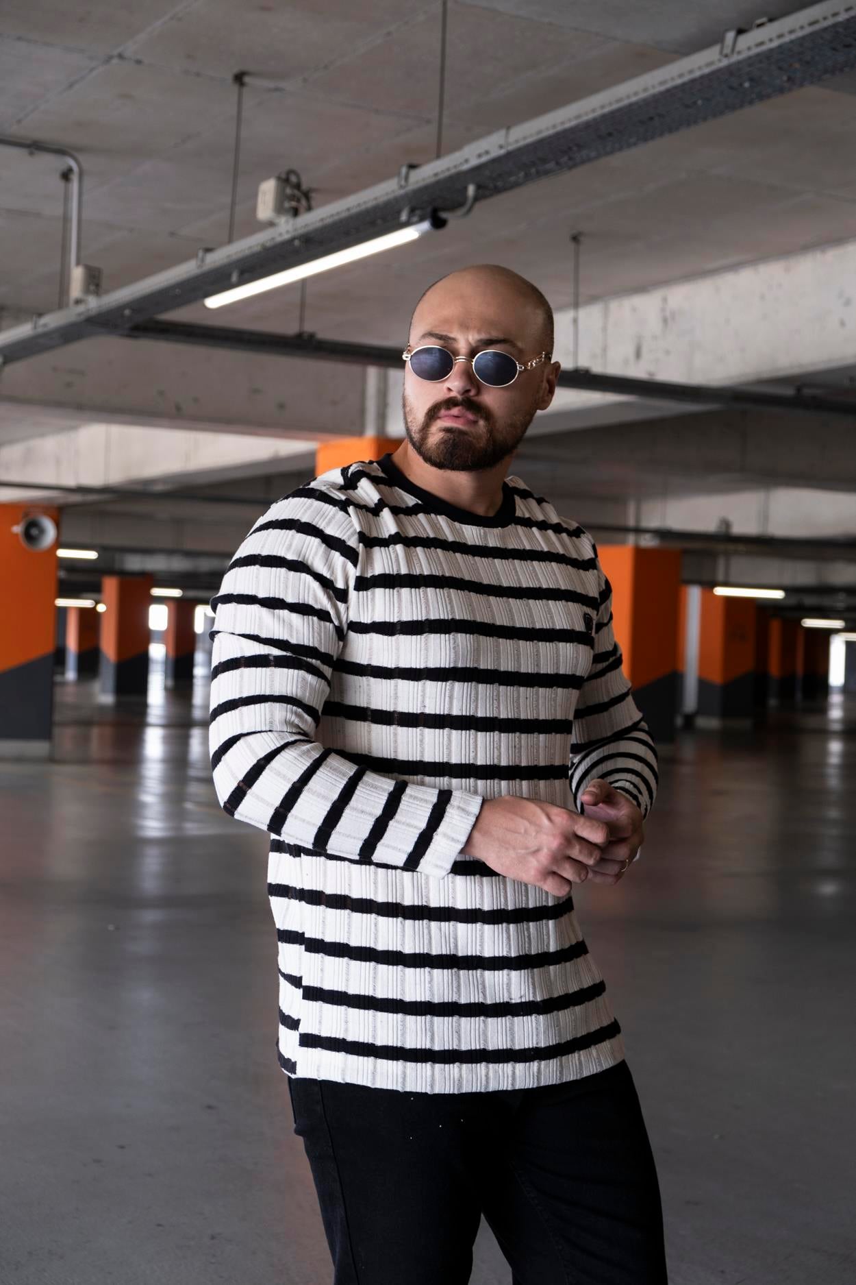 Slim Fit Çizgi Detaylı Triko (SVTS08)