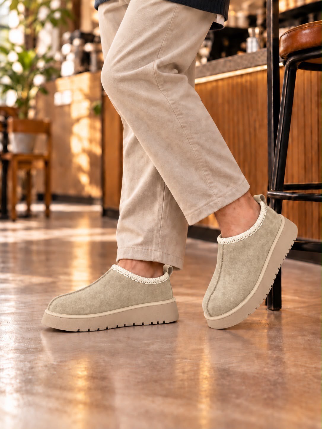 Süet Dokulu Kalın Taban Erkek Slip-On Ayakkabı (AYKK24)