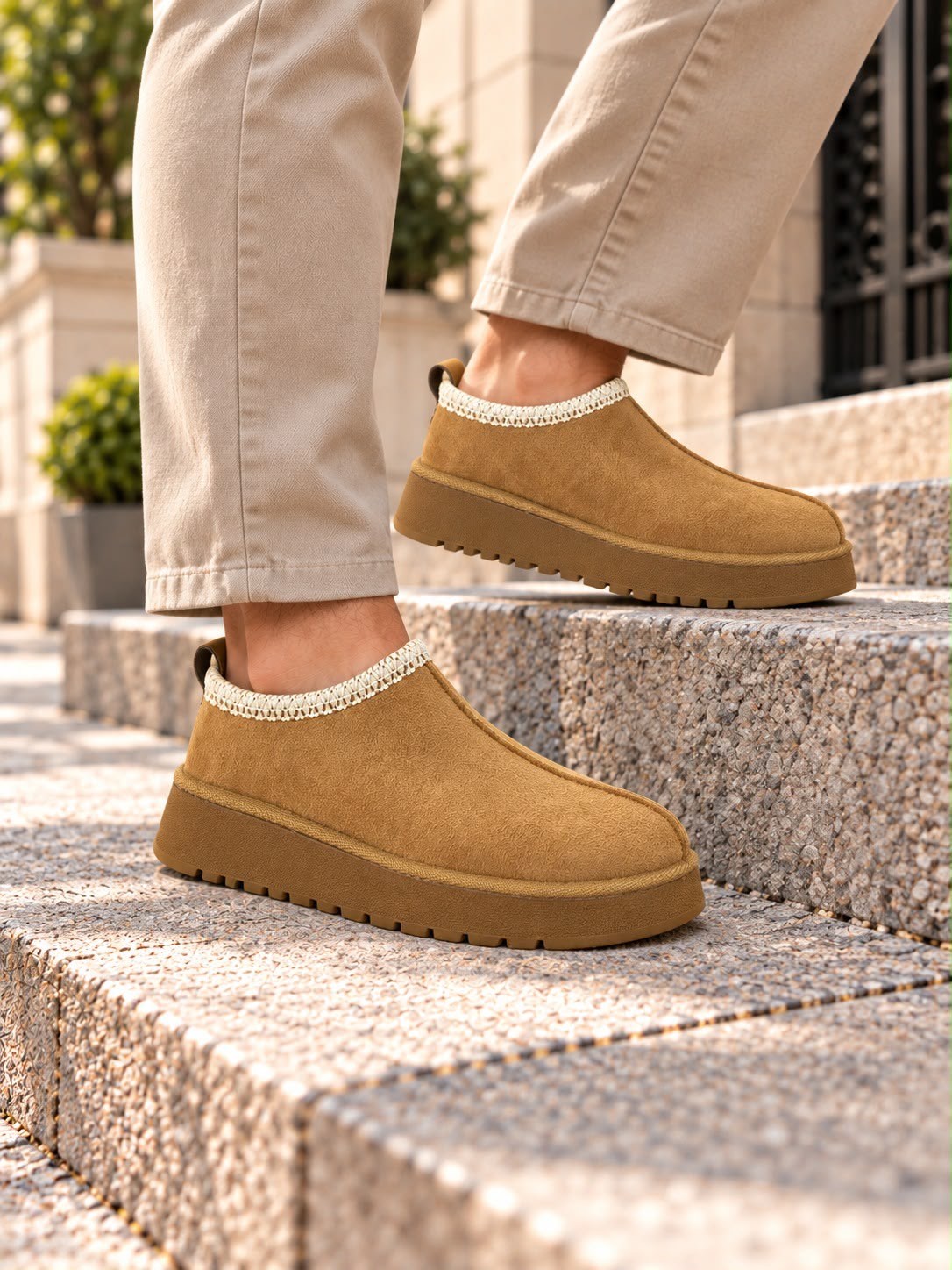 Süet Dokulu Kalın Taban Erkek Slip-On Ayakkabı (AYKT24)