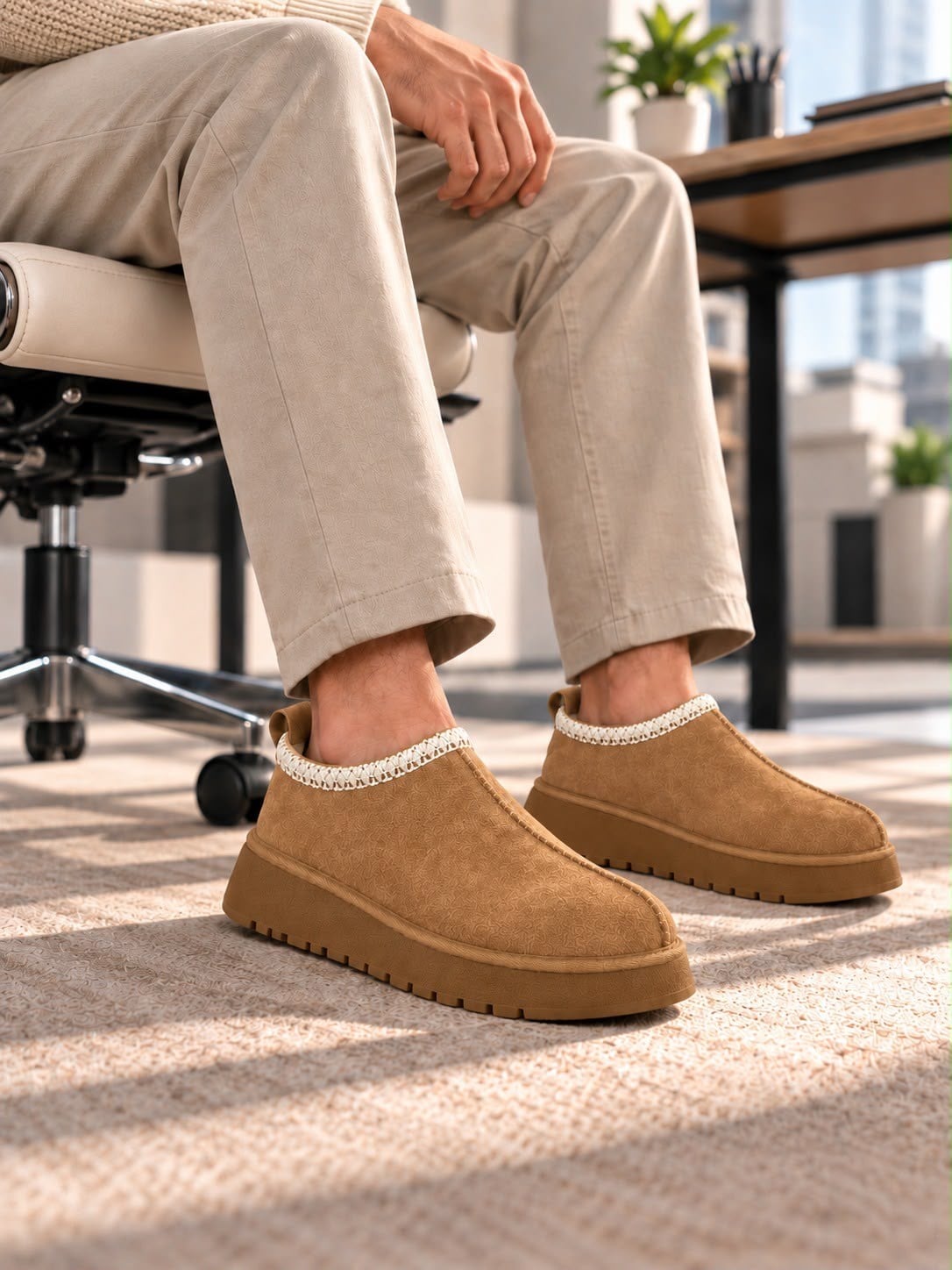 Süet Dokulu Kalın Taban Erkek Slip-On Ayakkabı (AYKT24)