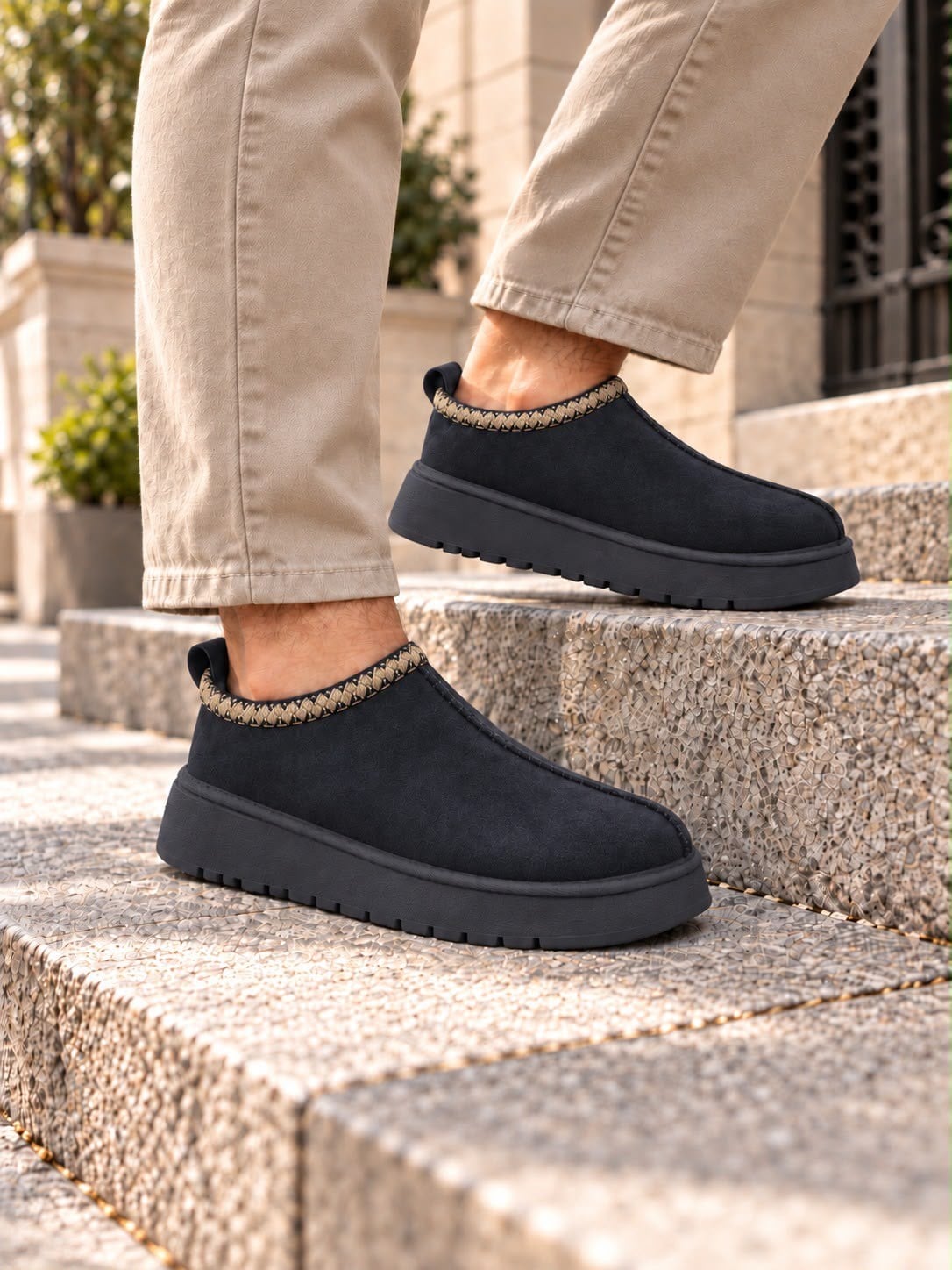 Süet Dokulu Kalın Taban Erkek Slip-On Ayakkabı (AYKS24)