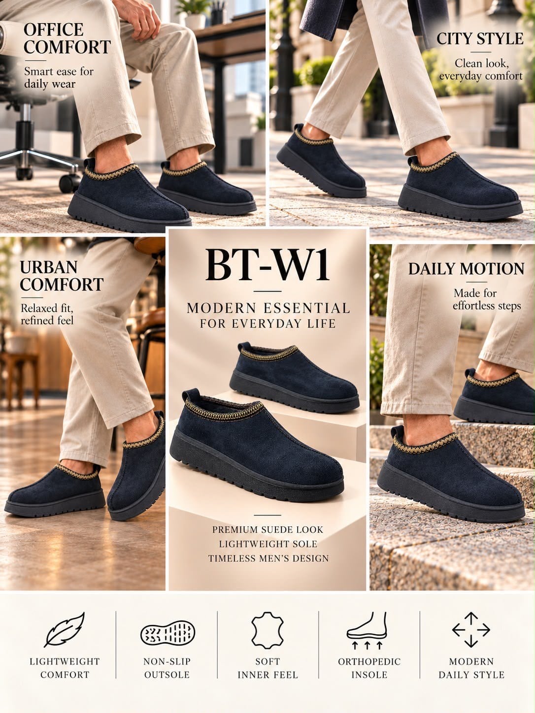 Süet Dokulu Kalın Taban Erkek Slip-On Ayakkabı (AYKS24)