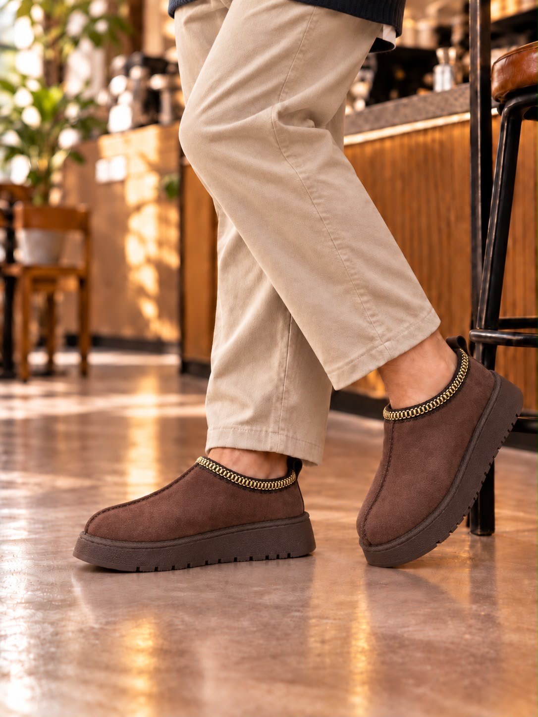 Süet Dokulu Kalın Taban Erkek Slip-On Ayakkabı (AYKKA24)