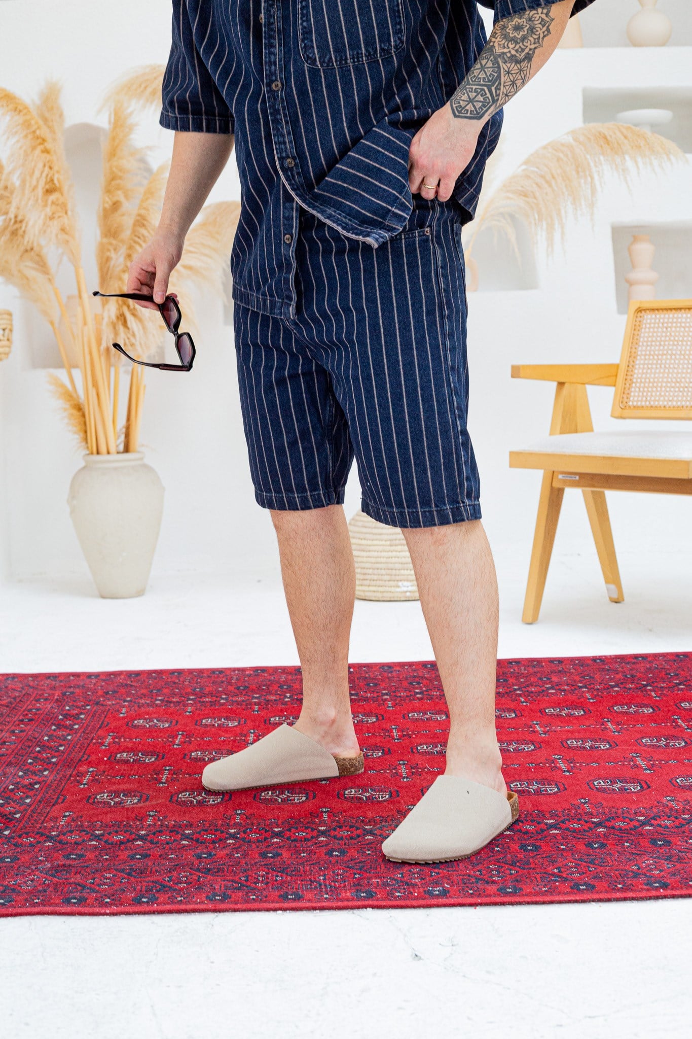 Tasarım Denim Gömlek ve Şort Alt Üst Takım (TK49)