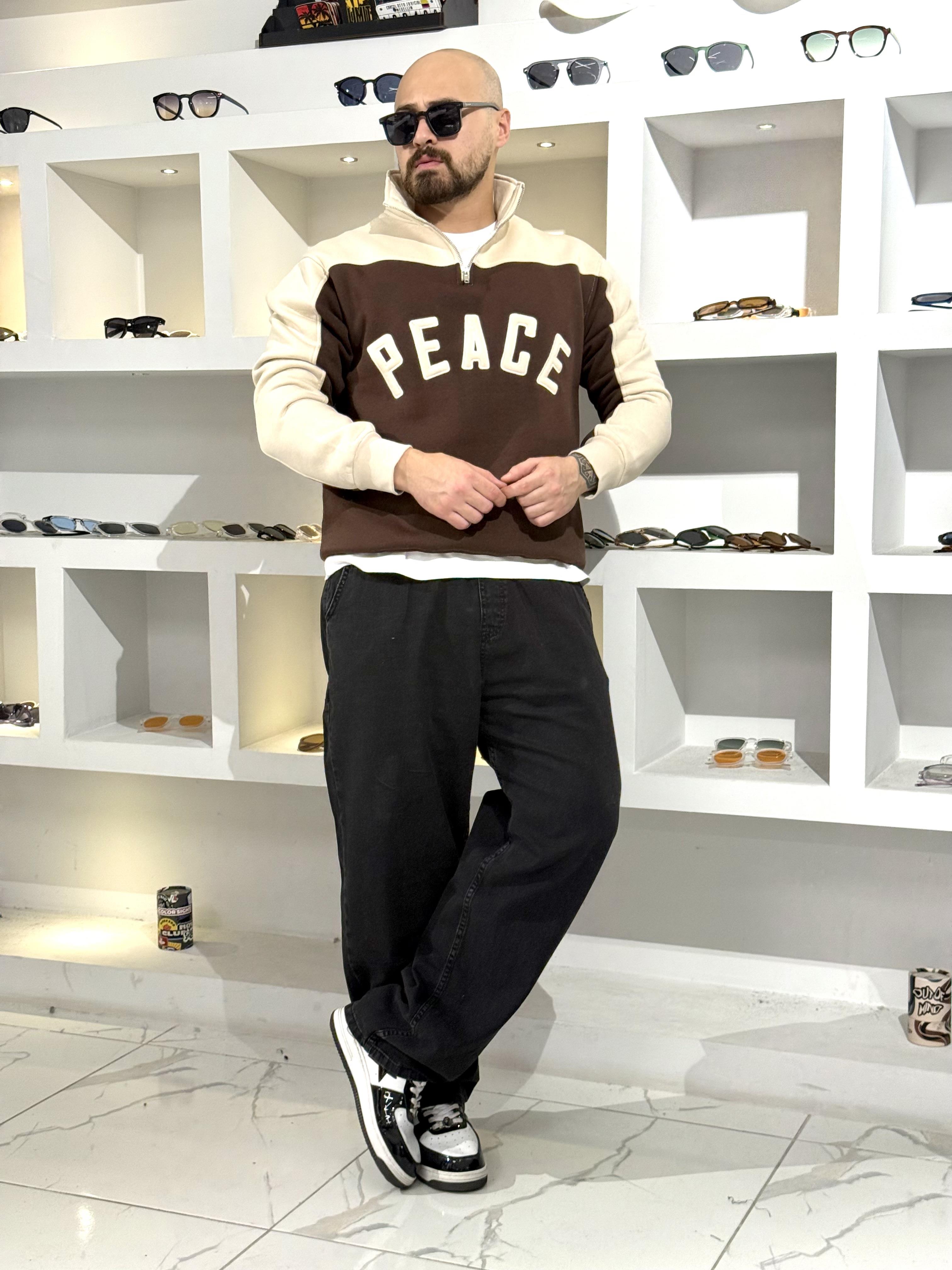 Üç İplik Peace Yazılı Sweatshirt (SVTK70)