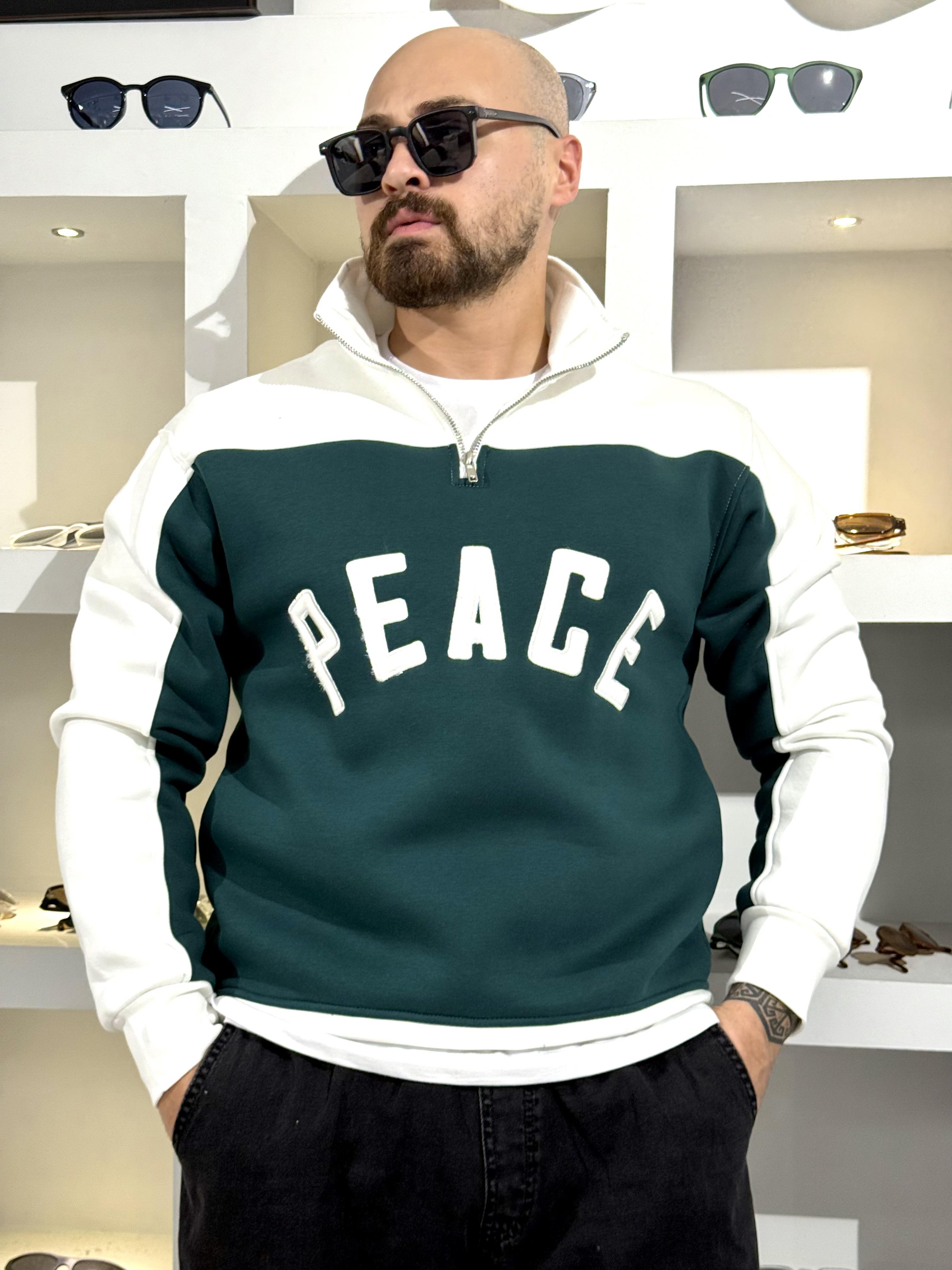 Üç İplik Peace Yazılı Sweatshirt (SVTY70)