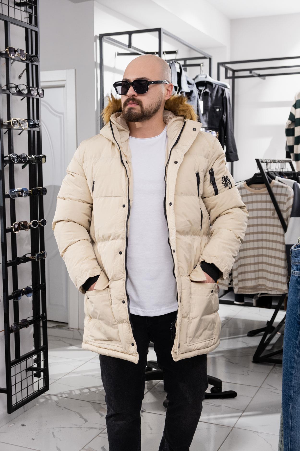 Yaka Kürklü Uzun Şişme Mont (MOK10)