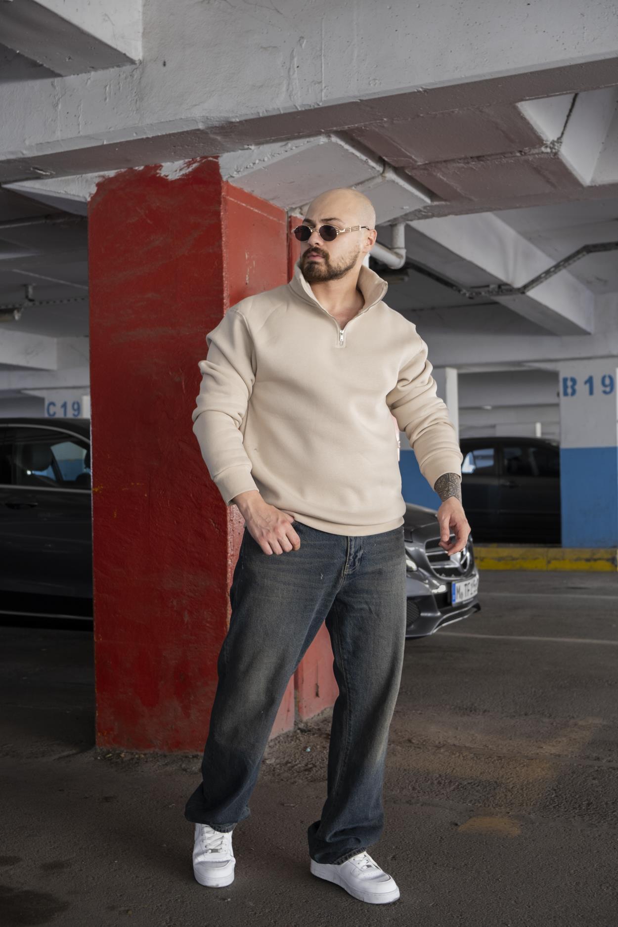 Yarım Fermuarlı Oversize Sweatshirt (SVTK04)