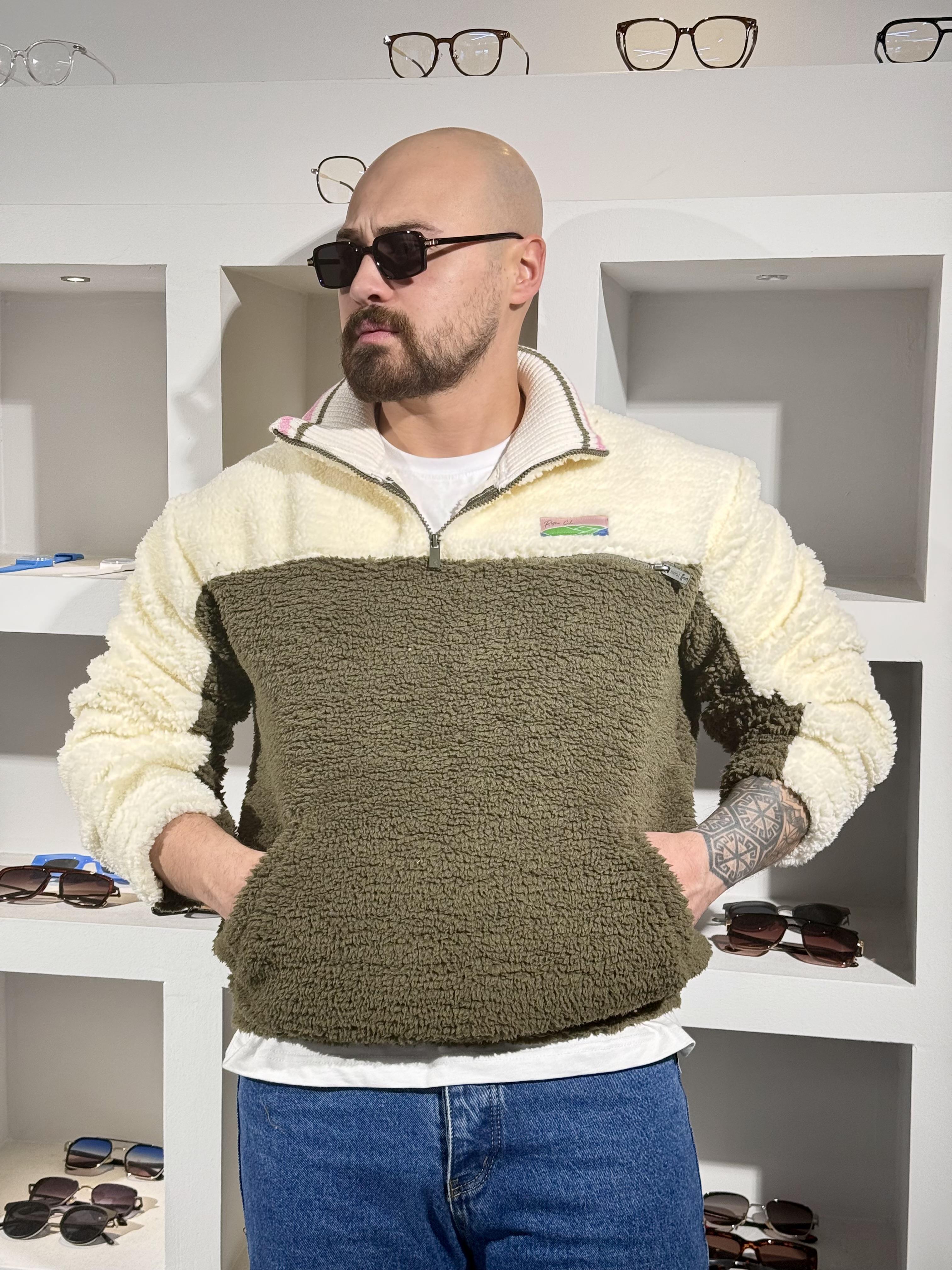 Yarım Fermuarlı Peluş Sweatshirt (SVTH90)