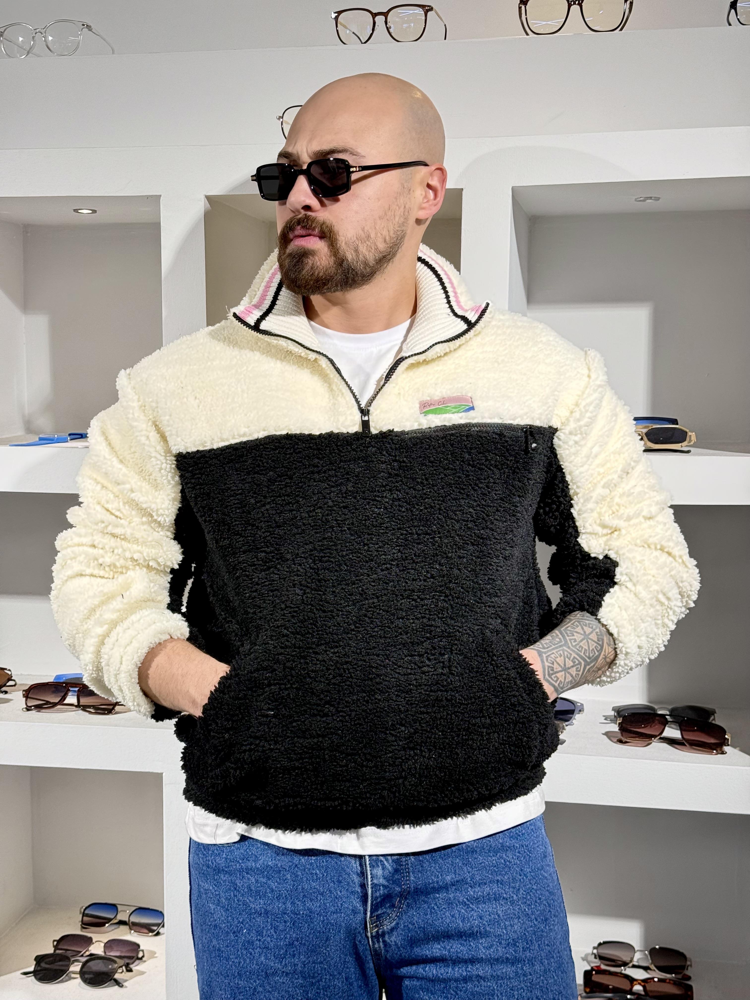 Yarım Fermuarlı Peluş Sweatshirt (SVTS90)