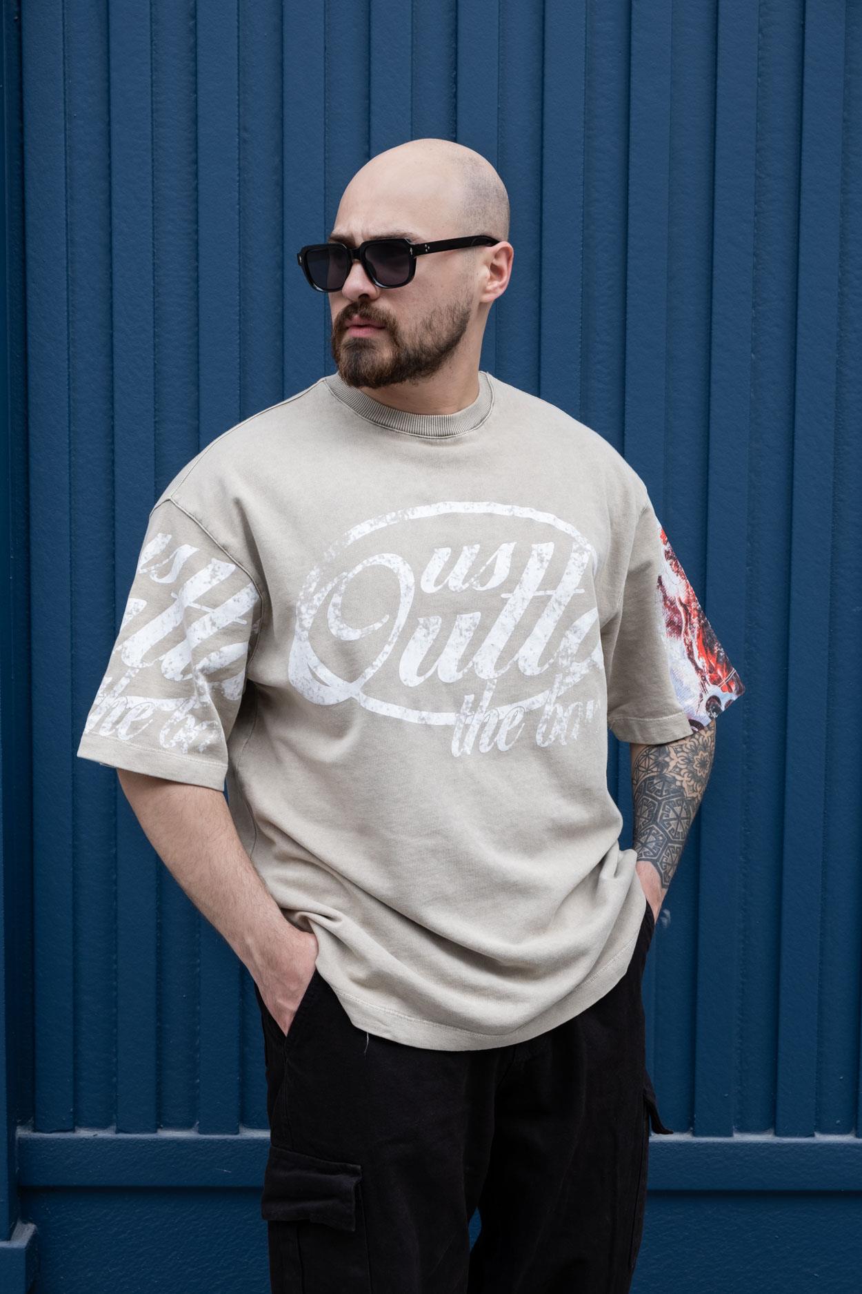 Yıkamalı Baskılı Oversize T-Shirt (TSK14)