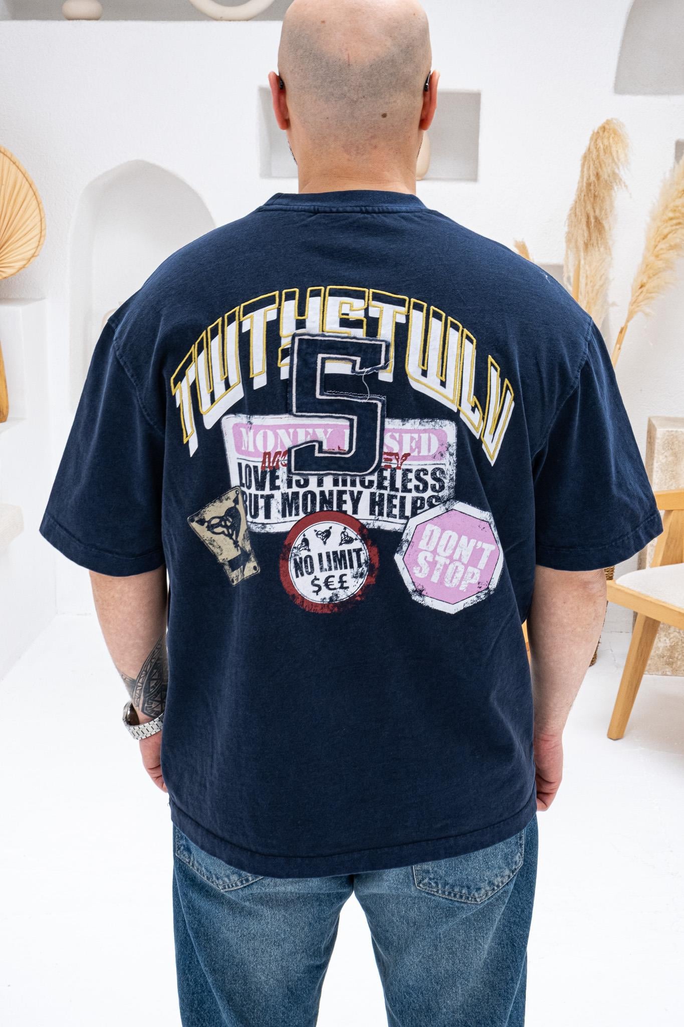 Yıkamalı Göğüs Sırt Baskılı Ve Nakışlı Oversize T-shirt(TSL65)