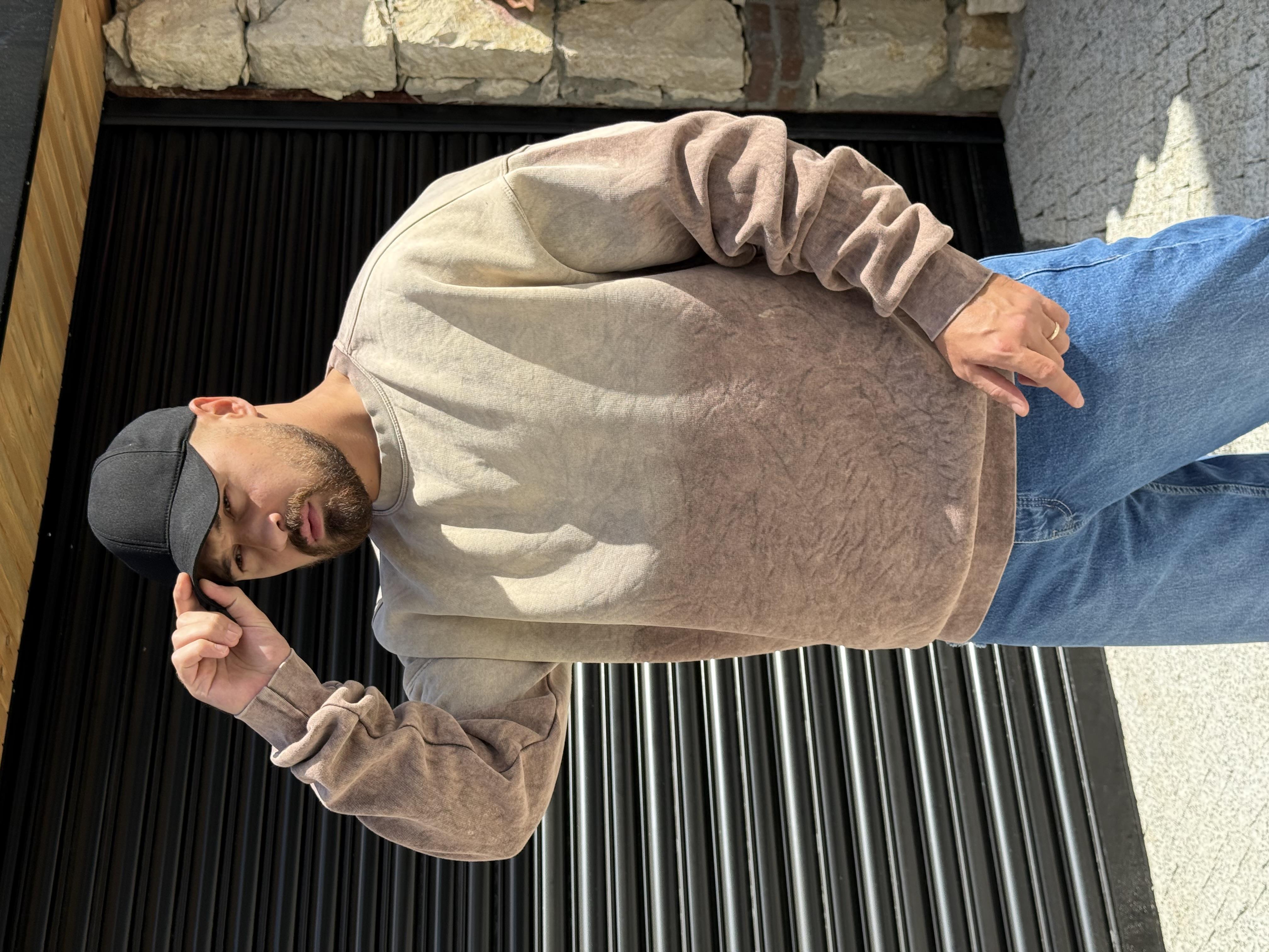Yıkamalı Şardonlu Oversize Sweatshirt (SVTK52)