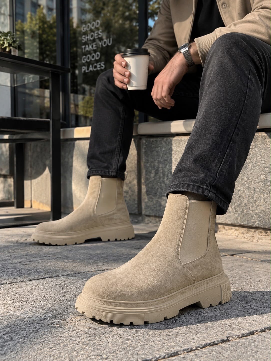 Yüksek Taban (5 Cm) Yanı Lastikli Chelsea Bot (AYKK23)