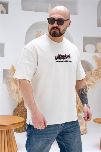 A Kalite Göğüs Sırt Baskılı Ve Nakışlı Oversize T-shirt(TSK67)