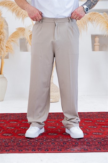 Baggy Kalıp Pile Detaylı Kumaş Pantolon (JGK55)