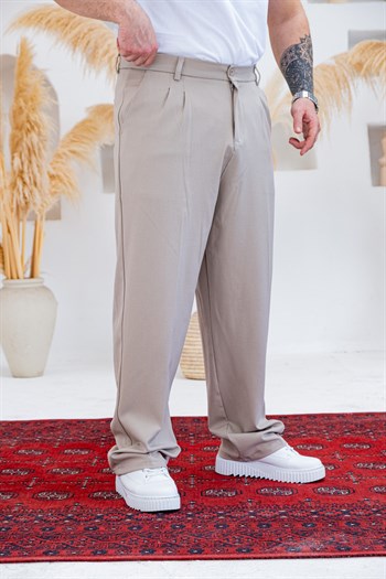 Baggy Kalıp Pile Detaylı Kumaş Pantolon (JGK55)