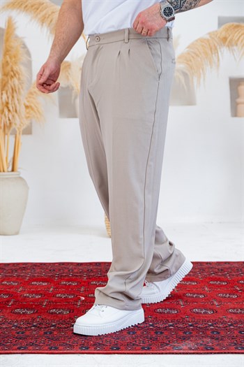 Baggy Kalıp Pile Detaylı Kumaş Pantolon (JGK55)