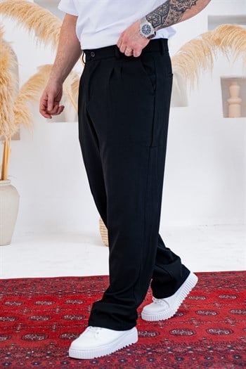 Baggy Kalıp Pile Detaylı Kumaş Pantolon (JGS55)