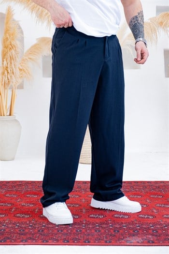 Baggy Kalıp Pile Detaylı Kumaş Pantolon (JGL55)