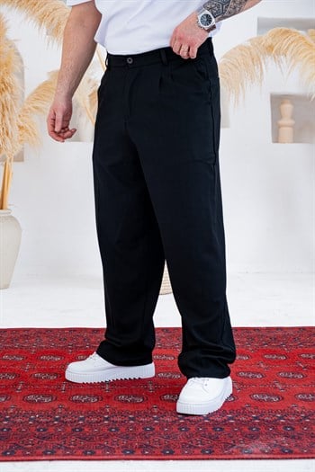 Baggy Kalıp Pile Detaylı Kumaş Pantolon (JGS55)