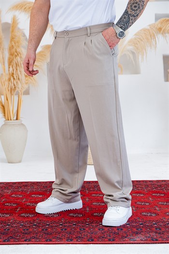 Baggy Kalıp Pile Detaylı Kumaş Pantolon (JGK55)
