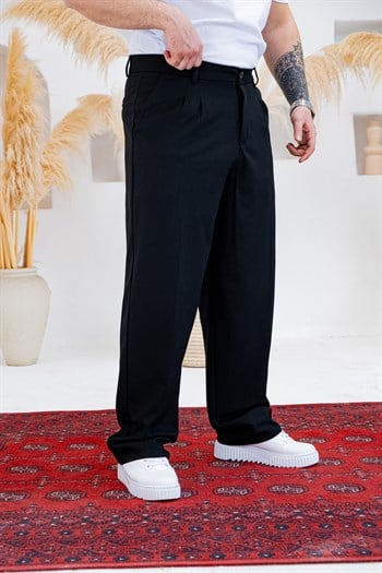 Baggy Kalıp Pile Detaylı Kumaş Pantolon (JGS55)