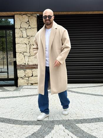 Balık Sırtı Desenli Oversize Kaşe Kaban (MTKR47)