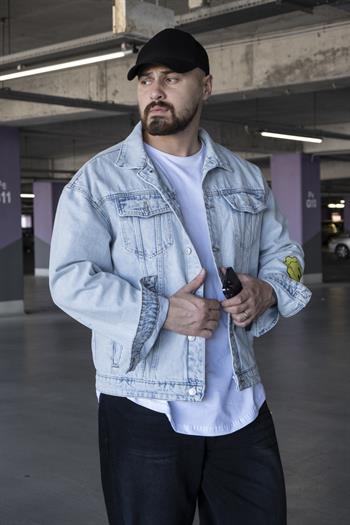 Baskı Detaylı Rahat Kalıp Kot Ceket (MEV16)