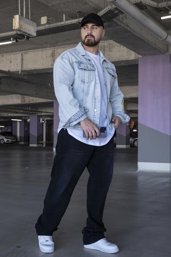 Baskı Detaylı Rahat Kalıp Kot Ceket (MEV16)