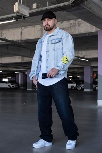 Baskı Detaylı Rahat Kalıp Kot Ceket (MEV16)