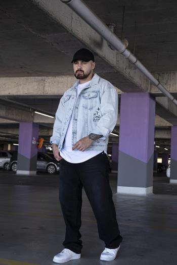 Baskı Detaylı Rahat Kalıp Kot Ceket (MEV15)