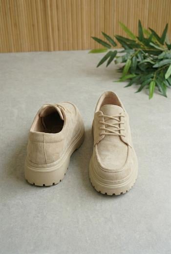 Bej Premium Süet Kalın Taban Erkek Sneaker (AYKK03)