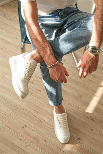 Beyaz Deri Erkek Sneaker (AYKB11)