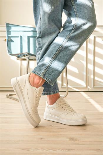 Beyaz Deri Erkek Sneaker (AYKB11)