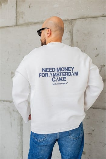 Bisiklet Yaka Baskılı Nakışlı Oversize Erkek Sweatshirt (SVTB117)