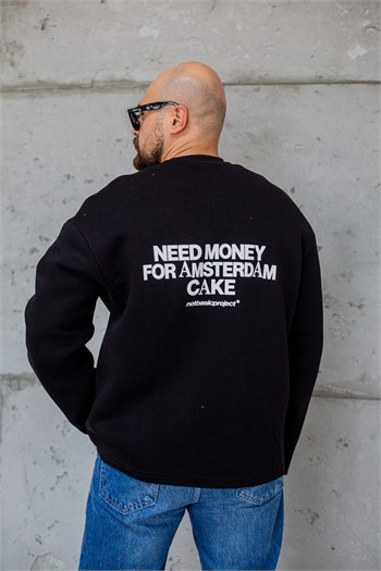Bisiklet Yaka Baskılı Nakışlı Oversize Erkek Sweatshirt (SVTS117)