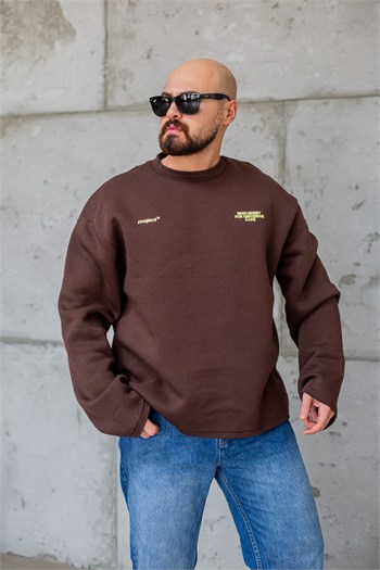 Bisiklet Yaka Baskılı Nakışlı Oversize Erkek Sweatshirt (SVTKA117)