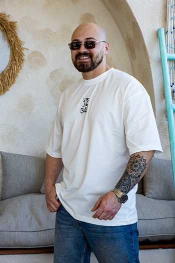 Botanik Pul Detaylı Sırt Baskılı Oversize T-Shirt (TSB80)