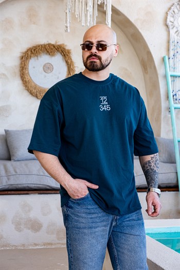 Botanik Pul Detaylı Sırt Baskılı Oversize T-Shirt (TSM80)