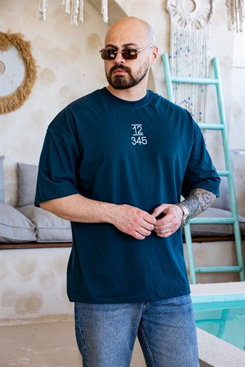 Botanik Pul Detaylı Sırt Baskılı Oversize T-Shirt (TSM80)